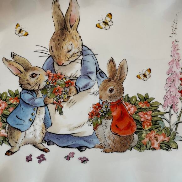 Zrike Beatrix Potter Peter Rabbit OVAL SERVING PLATTER Easter 14" Pink Edge NEW - Picture 3 of 16